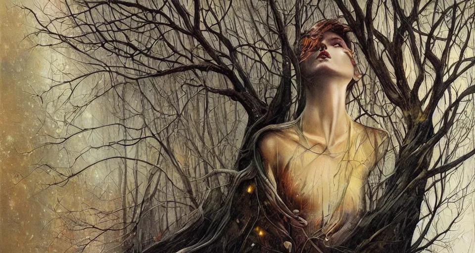 Prompt: Trees without leaves, by Karol Bak