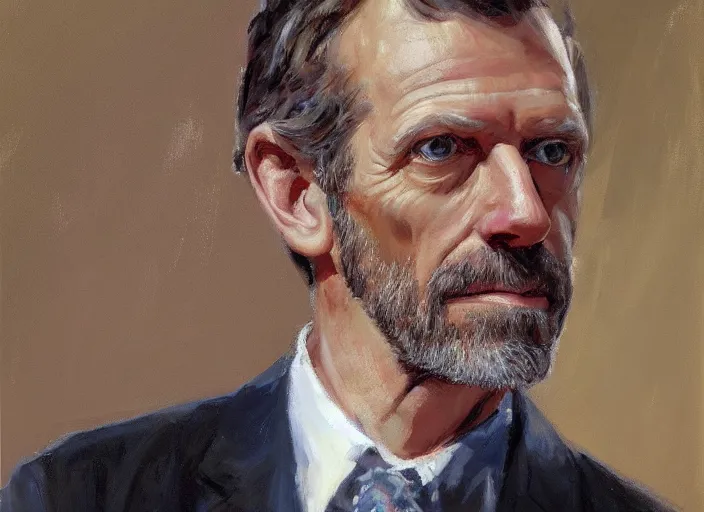 Image similar to a highly detailed beautiful portrait of dr. gregory house, by gregory manchess, james gurney, james jean