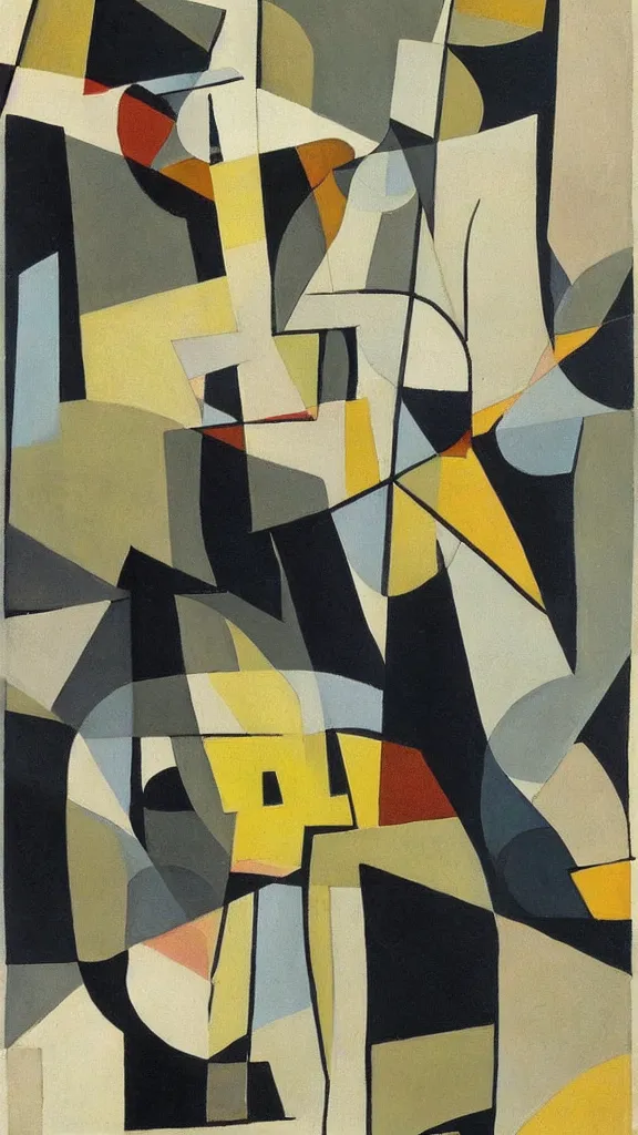 Prompt: abstract primitivism minimalism art painting, lines, forms, shapes, in style of marcel duchamp