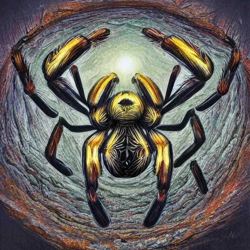 Prompt: representation of arachnophobia, ultra detailed, 4k, painting