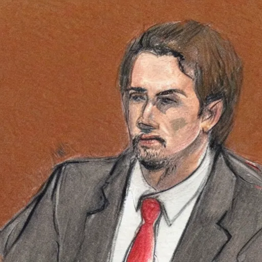 Prompt: courtroom sketch of christian chandler, high resolution