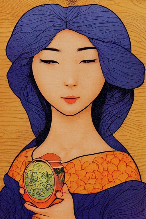 Image similar to princess peach painted on wood by audrey kawasaki