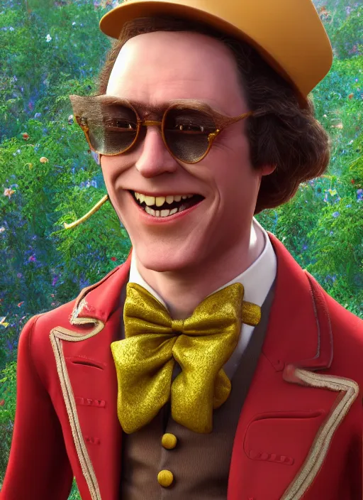 Image similar to ant sanders as willy wonka, au naturel, hyper detailed, digital art, trending in artstation, cinematic lighting, studio quality, smooth render, unreal engine 5 rendered, octane rendered, art style by klimt and nixeu and ian sprigger and wlop and krenz cushart