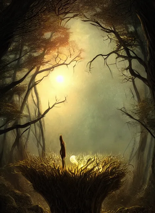 Image similar to fantasy book cover, full moon, fantasy forest landscape, golden vector elements, fantasy magic, dark light night, intricate, elegant, sharp focus, illustration, highly detailed, digital painting, concept art, matte, art by WLOP and Artgerm and Albert Bierstadt, masterpiece