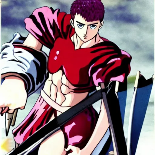 Image similar to ryan gosling in 1 9 9 7 berserk anime