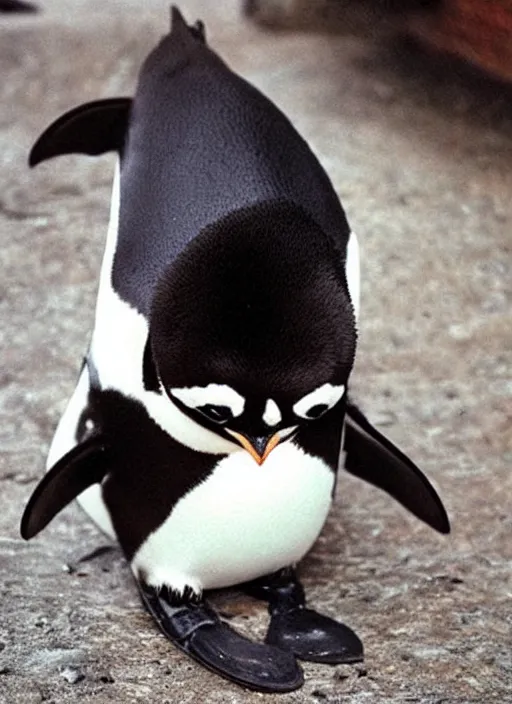 Image similar to a cute animal that's a penguin cat hybrid