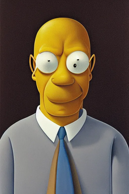 Image similar to geometrical portait of homer simpson by george tooker, by wain louis