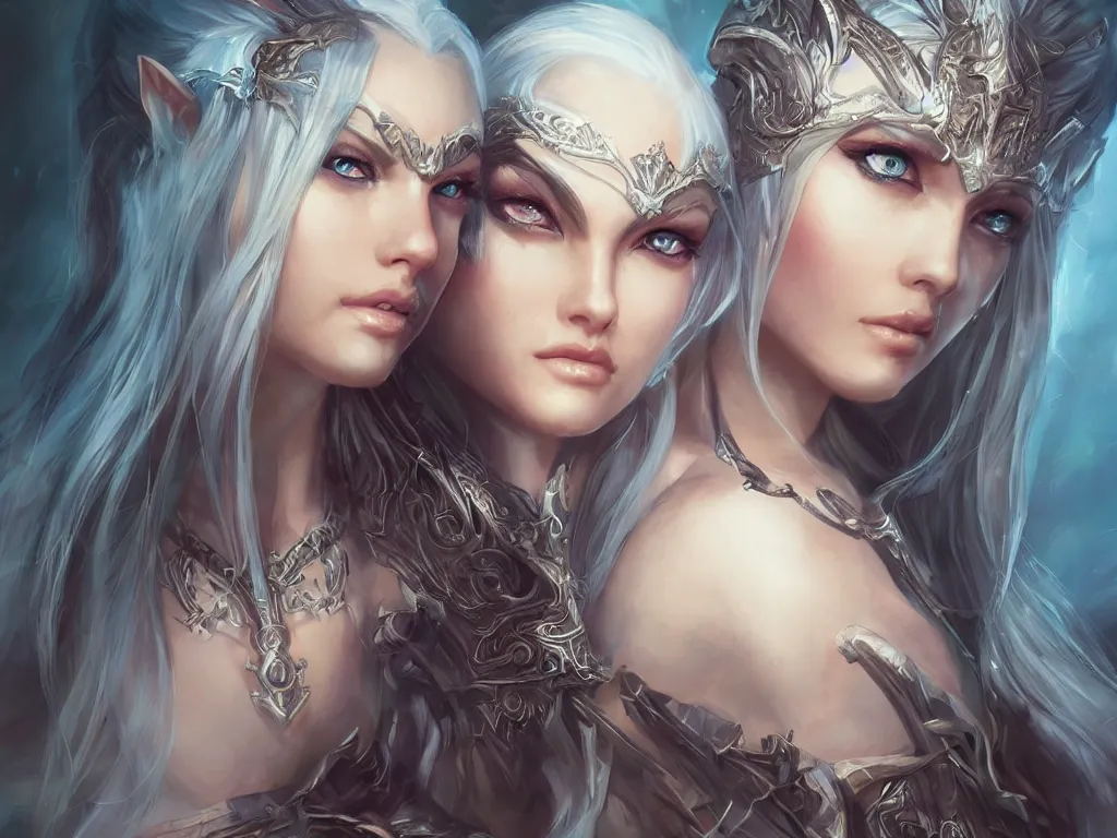 Prompt: an incredible alluring elven goddess with symetrical face by ross tran by weta digital