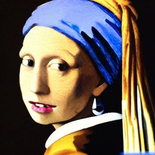 Image similar to donald trump with a pearl earring, drawn by johannes vermeer