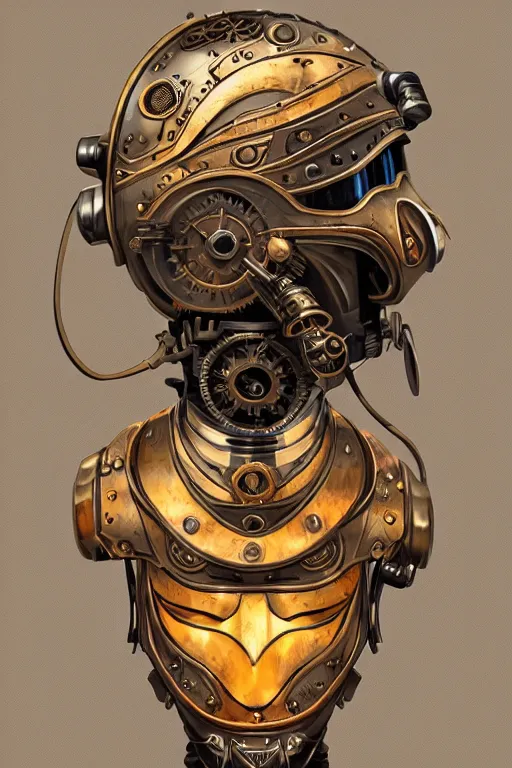 Image similar to steampunk helmet fantasy art mask robot ninja stylized digital illustration sharp focus, elegant intricate digital painting artstation concept art global illumination ray tracing advanced technology chaykin howard and campionpascale and cooke darwyn and davis jack