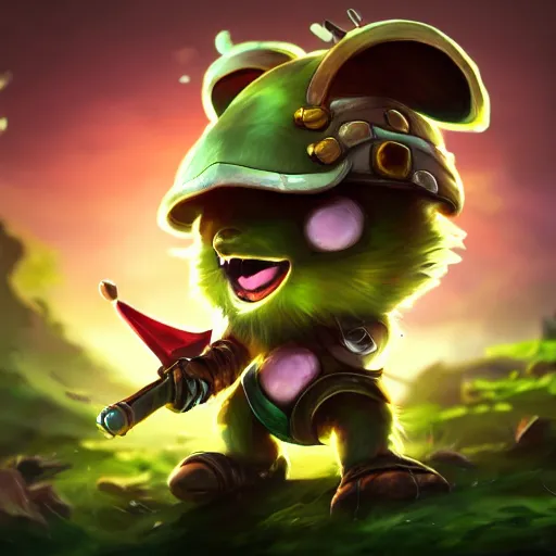 Prompt: Teemo, League of Legend artstyle, Dao Lee , 4k, Artstation,