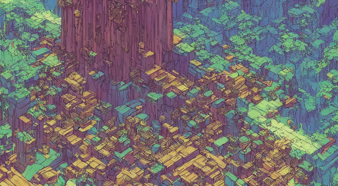 Prompt: open door wood wall fortress airship greeble block amazon jungle on portal unknow world ambiant fornite colorful that looks like it is from borderlands and by feng zhu and loish and laurie greasley, victo ngai, andreas rocha, john harris