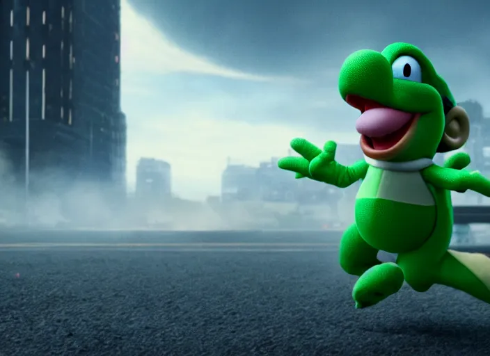 Image similar to film still of yoshi in the new sci - fi movie, 8 k