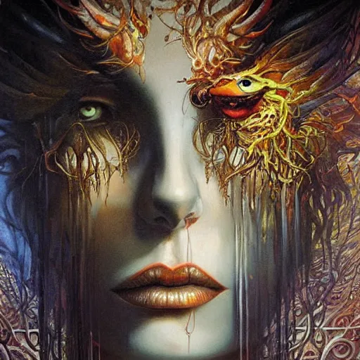 Image similar to satan, ethereal, painting by karol bak