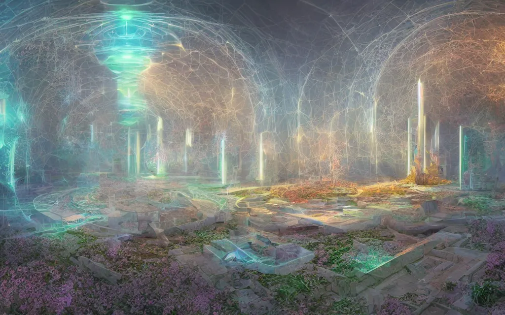 Image similar to oracular prophecy of a techno - spiritual utopian temple, perfect future, award winning digital art