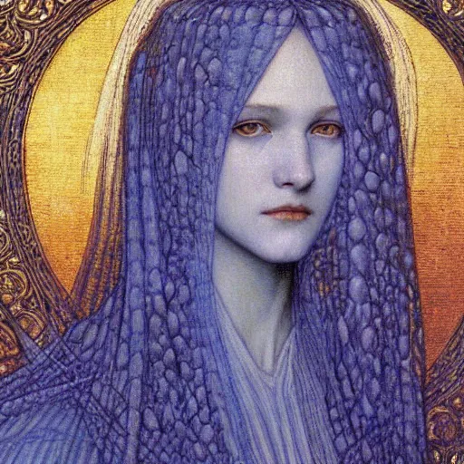 Image similar to detailed realistic beautiful young medieval queen portrait by jean delville, art nouveau, symbolist, visionary, gothic