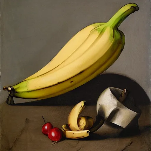 Image similar to banana on a cruzifix, bliblical, epic, some monster, caravaggio