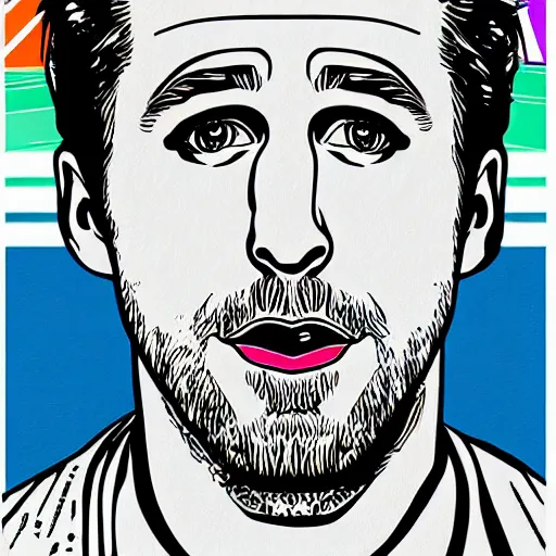 Image similar to pop art by ryan gosling