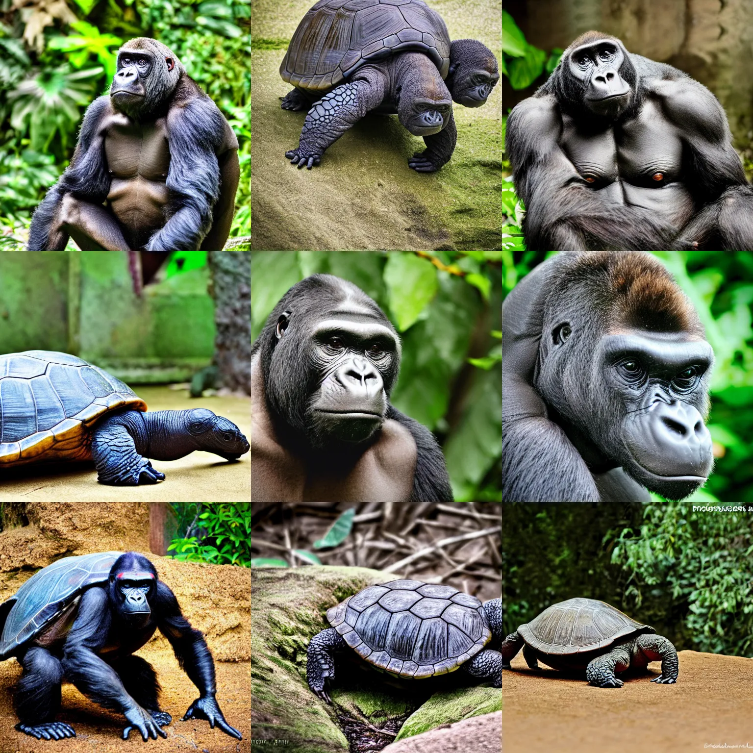 Prompt: turtle gorilla hybrid, photography