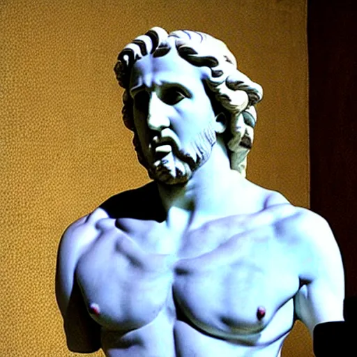 Image similar to a marble greek statue of nicolas cage