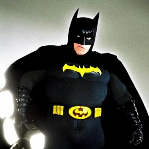 Image similar to A movie still of Danny Devito as Batman in The Dark Knight