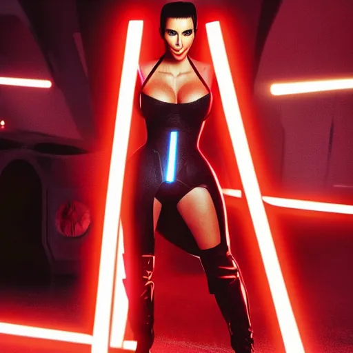 Image similar to kim kardashian in star wars as an evil sith, 8k resolution, full HD, cinematic lighting, award winning, anatomically correct