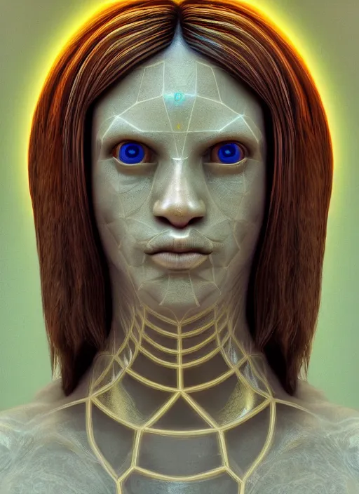 Image similar to portrait of a psychonaut, full colour, the golden ratio, sacred geometry of as decoration, full colour, 3 d shaded, sam wolfe, zbrush central,
