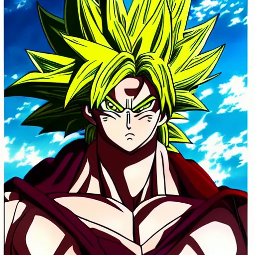 Image similar to highly detailed anime shonen art style of broly by masayoshi tanaka