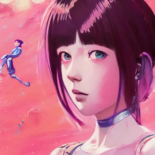 Image similar to A space girl with big and cute eyes, || VERY ANIME, fine-face, realistic shaded perfect face, fine details. Anime. realistic shaded lighting poster by Ilya Kuvshinov katsuhiro otomo ghost-in-the-shell, magali villeneuve, artgerm, Jeremy Lipkin and Michael Garmash, Rob Rey and Kentarõ Miura style, trending on art station