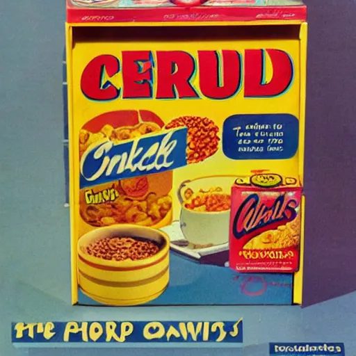 Prompt: photograph of a cereal box from 1 9 7 0 s