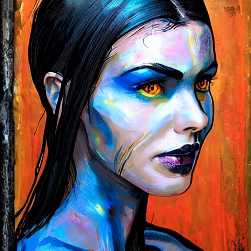 Image similar to woman portrait made out of paint, beautiful, cyborg, comic book art