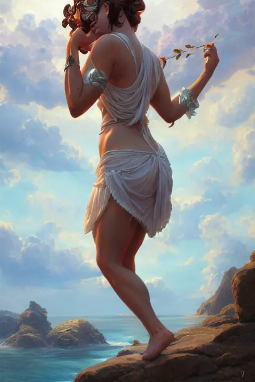 Image similar to goddess of the summer, highly detailed, digital painting, hyperrealistic, hyperdetailed, high resolution, artstation, concept art, smooth, sharp focus, illustration, unreal engine 5, 8 k, art by artgerm and greg rutkowski and edgar maxence