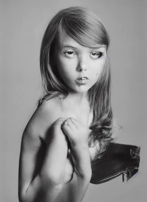 Prompt: half - length portrait of cute girl, fine art portrait photography by richard avedon