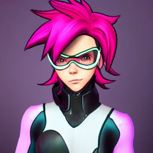 Image similar to tracer with pink hair