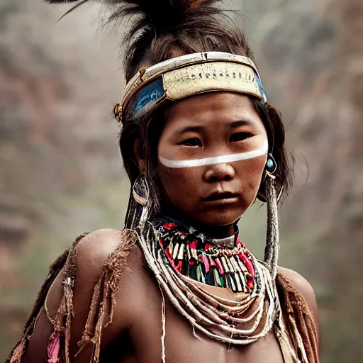 Image similar to young bautiful asian tribal female by Jimmy Nelson
