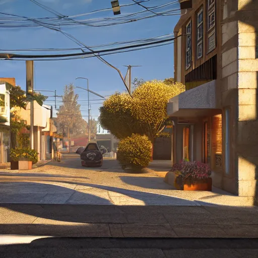 Prompt: streets made of pure gold in suburban American neighbourhood photorealistic highly detailed render, oaxaca, octane rendering, volumetric uplight