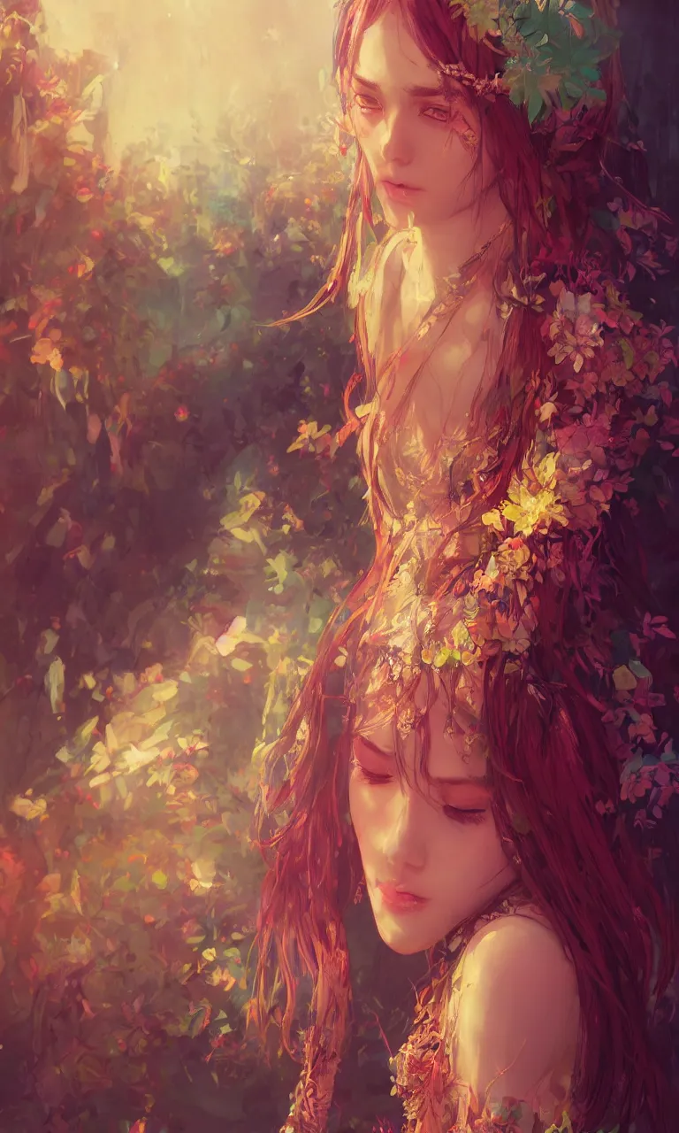 Image similar to a beautiful bohemian girl, look at the camera,intricate, highly detailed, digital painting, Pixiv, Artstation, official media, anime key visual, concept art, rich vivid colors, ambient lighting, sharp focus, illustration, art by WLOP