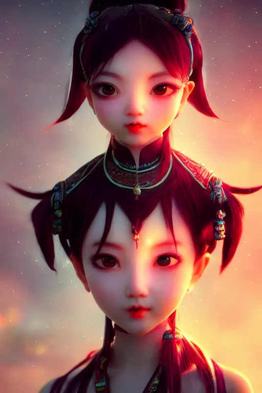 Image similar to cute nezha, mainland china, soft lights, cinematic, character concept design, highly detailed, volumetric light, symmetrical portrait, by new gods : nezha reborn, nezha : birth of the demon child, i am nezha, 8 k - - wallpaper