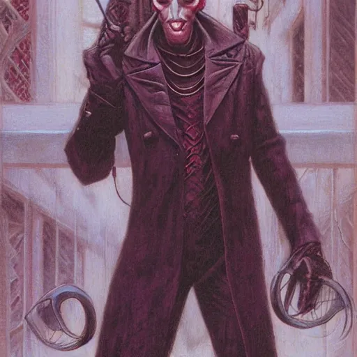 Image similar to portrait of an urban vampire, by gerald brom