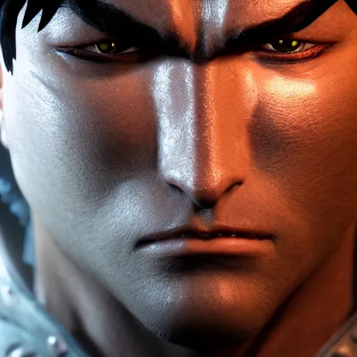 Prompt: portrait of guts from berserk, unreal engine, extremely detailed, bokeh