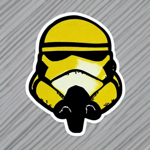 Image similar to a sticker illustration of a samurai wearing a clone trooper helmet, colourful