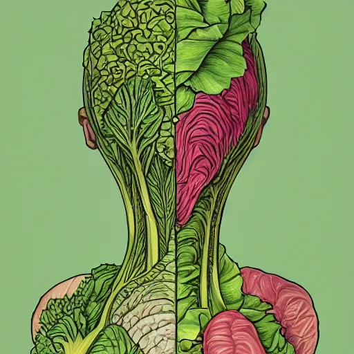 Image similar to the anatomy of a head of lettuce, an ultrafine detailed painting by james jean, intricate linework, bright colors, final fantasy, behance contest winner, vanitas, angular, altermodern, unreal engine