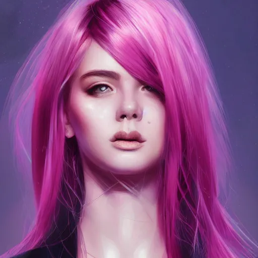 Image similar to hot teen girl, full body, pink hair, gorgeous, amazing, darkness aura brooding from her body, elegant, intricate, highly detailed, digital painting, artstation, concept art, sharp focus, illustration, art by Ross tran