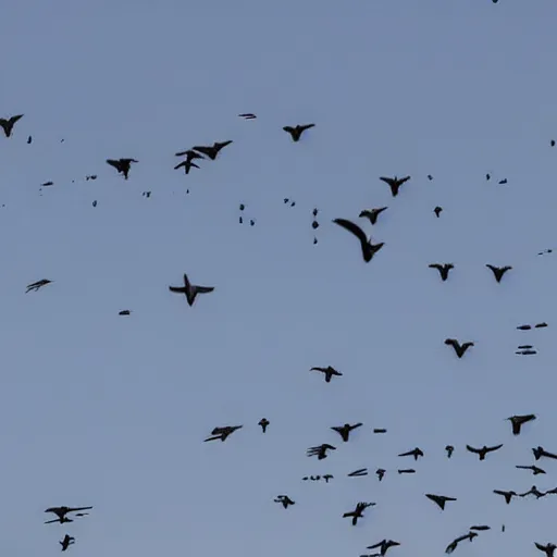 Prompt: photo of crows flying above the accident, people say that they are the incarnation of the spirit who died