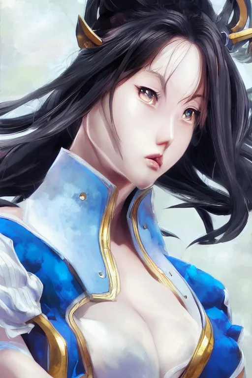 Prompt: A semi realistic anime portrait of Chun li, by Stanley Artgerm Lau, WLOP, Rossdraws, James Jean, Andrei Riabovitchev, Marc Simonetti, and Sakimichan, tranding on artstation