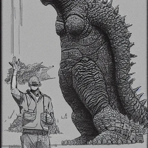 Prompt: godzilla by richard anuszkiewicz