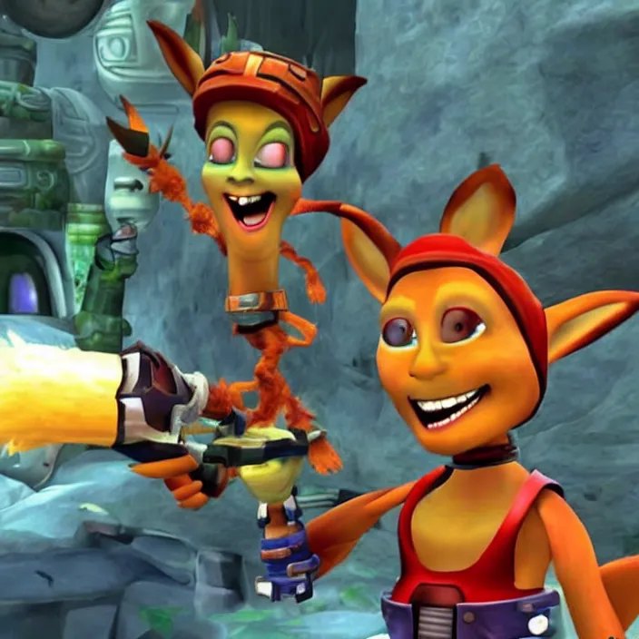 Image similar to elon musk in jak and daxter on the playstation 2