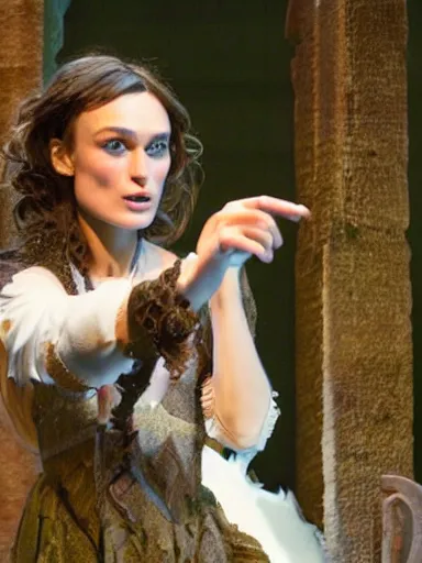 Image similar to a photograph of Keira Knightley as Miranda from the stage production of The Tempest