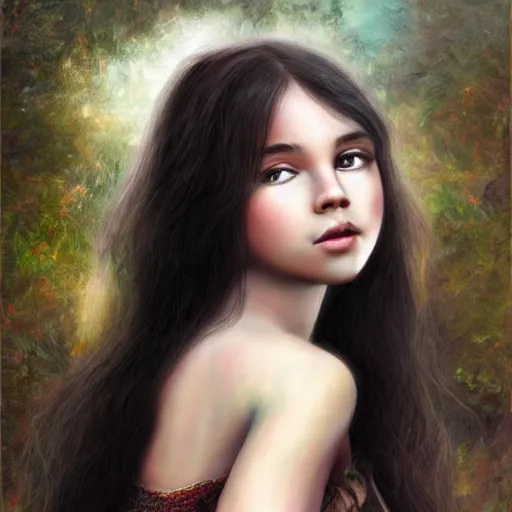 Prompt: beautiful young princess of coca, dark hair, dark eyes, fantasy painting, very painterly