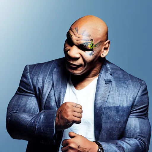 Image similar to mike tyson in a boxing arena, smoky background, rim backlighting